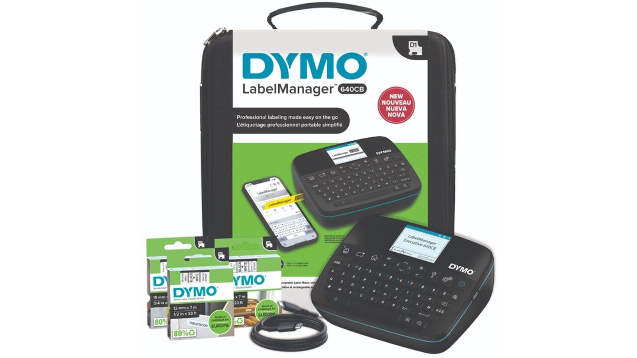 Labelprinter Dymo LabelManager Executive 640CB draagbaar azerty 24mm zwart in koffer