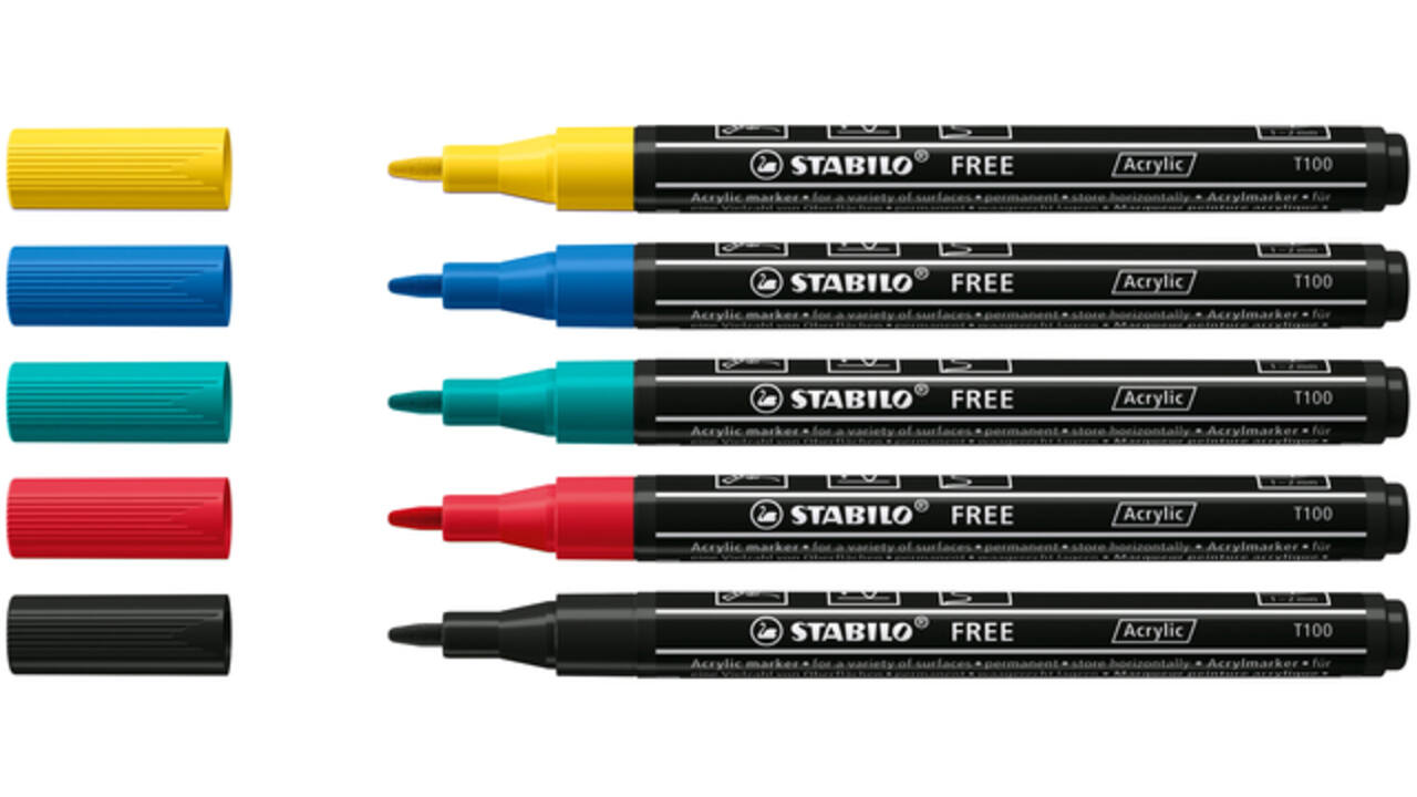 Acrylmarker STABILO Free Acrylic T100 Royal assorti 5 stuks