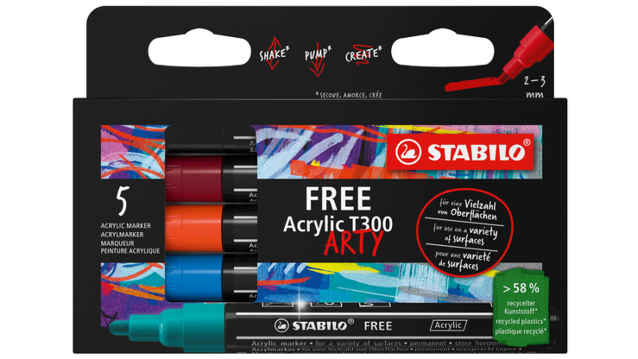 Acrylmarker STABILO Free Acrylic T300 Urban assorti 5 stuks