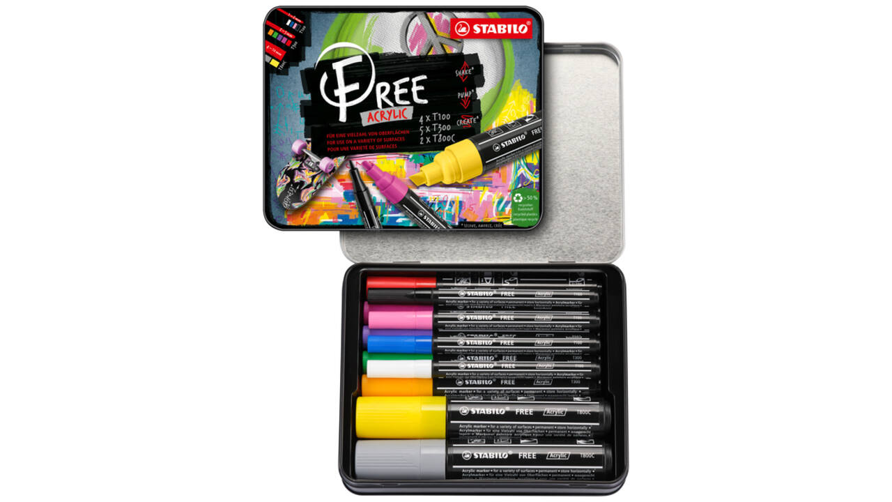 Acrylmarker STABILO Free Acrylic Starter Kit assorti 11 stuks