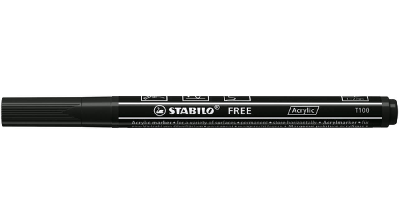 Acrylmarker STABILO Free Acrylic T100 zwart