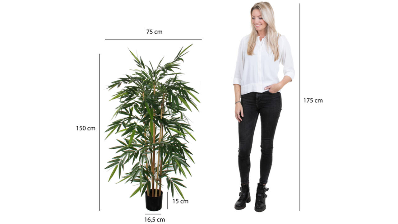 Kunstplant Mica Bamboe in plastic pot 150x75cm