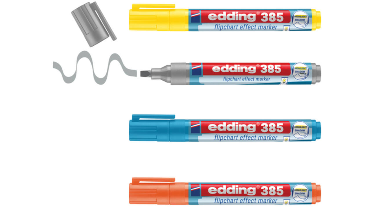 Viltstift edding 385 flipover penseelpunt assorti 4 stuks