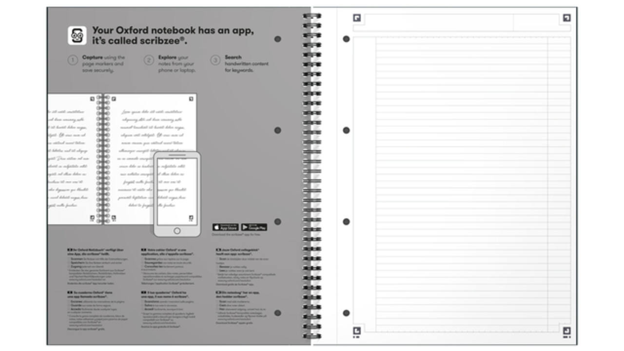 Spiraalblok Oxford International Notebook A4+ lijn blauw