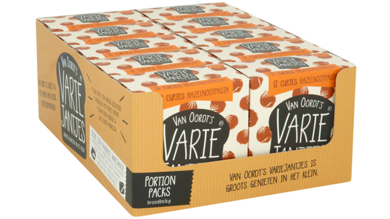 Hazelnootpasta VarieJantjes 12x15 gram cupjes