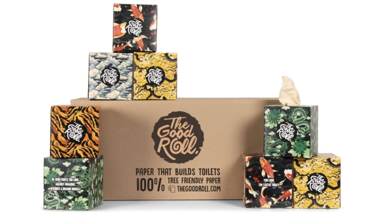 Facial tissues The Good Roll The Happy Tissue bamboe 3-laags 20x60 vel naturel