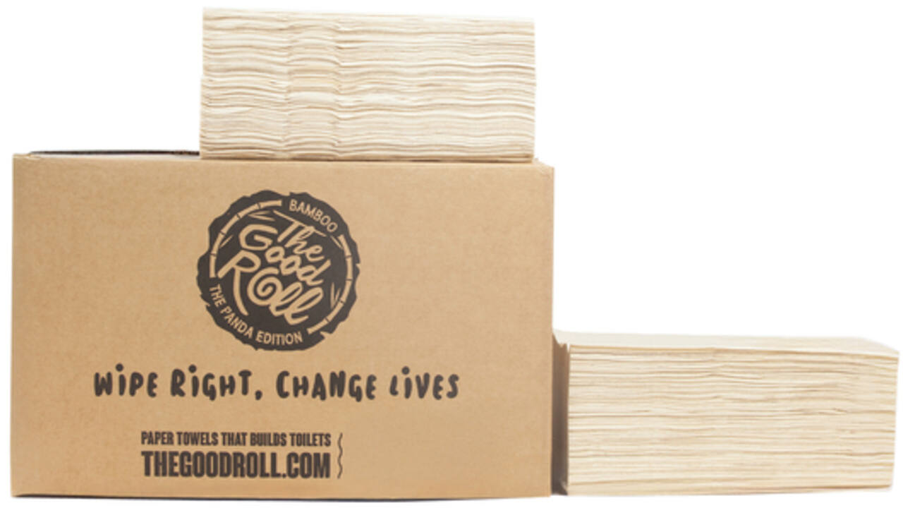 Handdoek The Good Roll bamboe z-vouw 2-laags 230x210mm 20x200 vel naturel