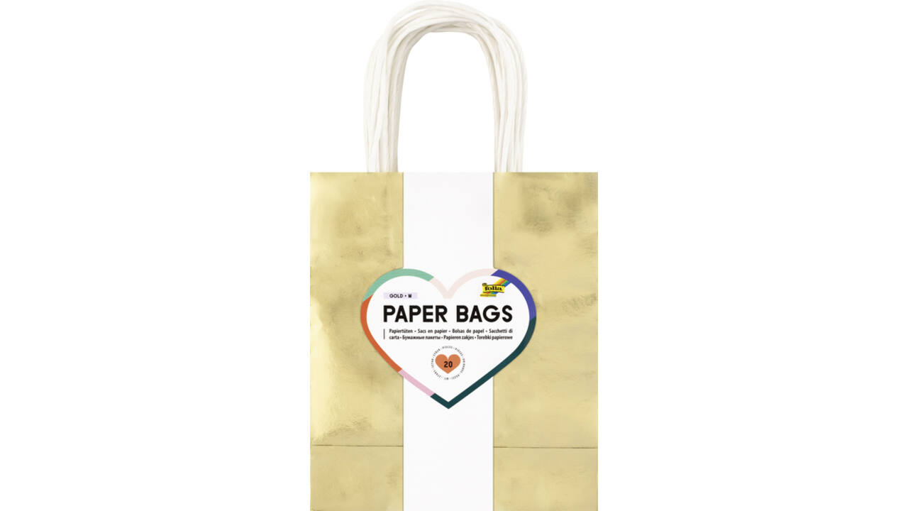 Cadeautas Folia goud kraft 24x31x12cm 20 stuks