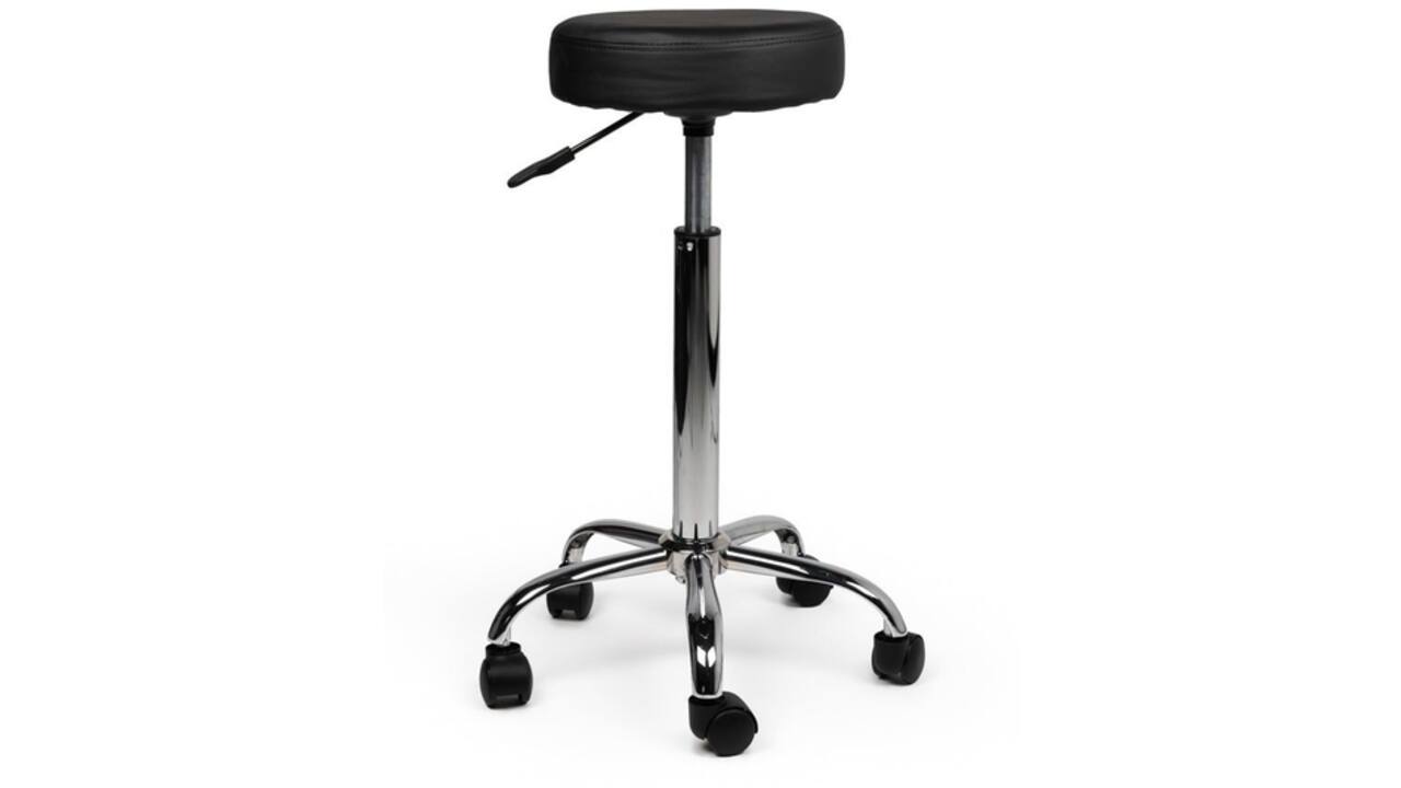 Tabouret kruk Office hoog met gasveer harde wielen zw