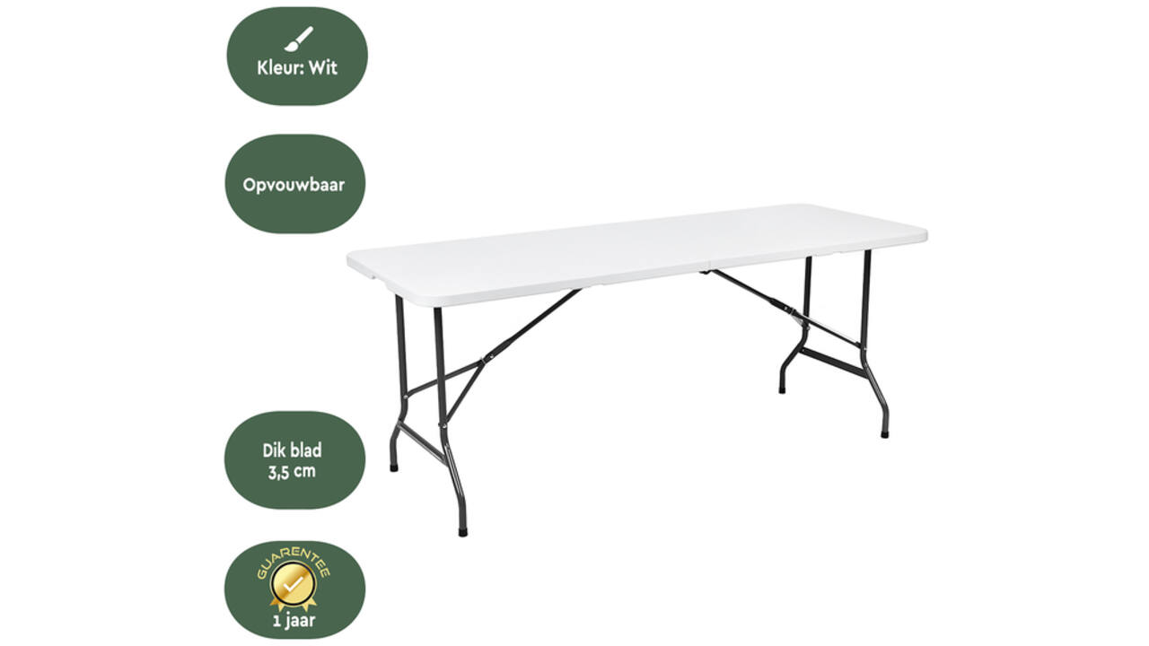 Vouwtafel BRASQ 180x70x74cm FT180 wit