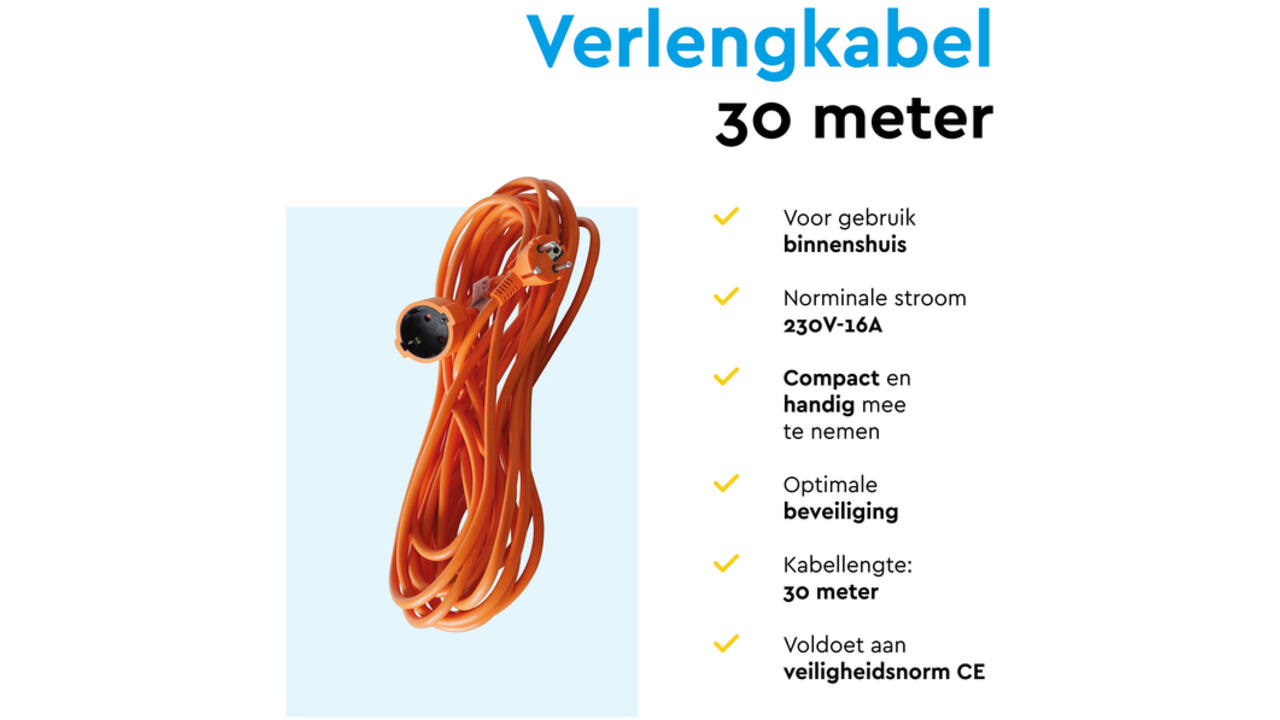 Verlengkabel BRASQ 30m oranje