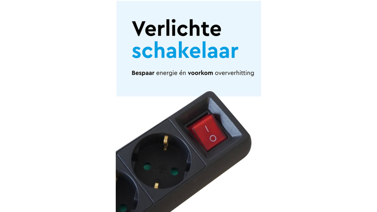 Stekkerdoos BRASQ 6 voudig 5 meter zwart