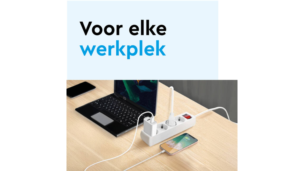 Stekkerdoos BRASQ 6 voudig 5 meter zwart