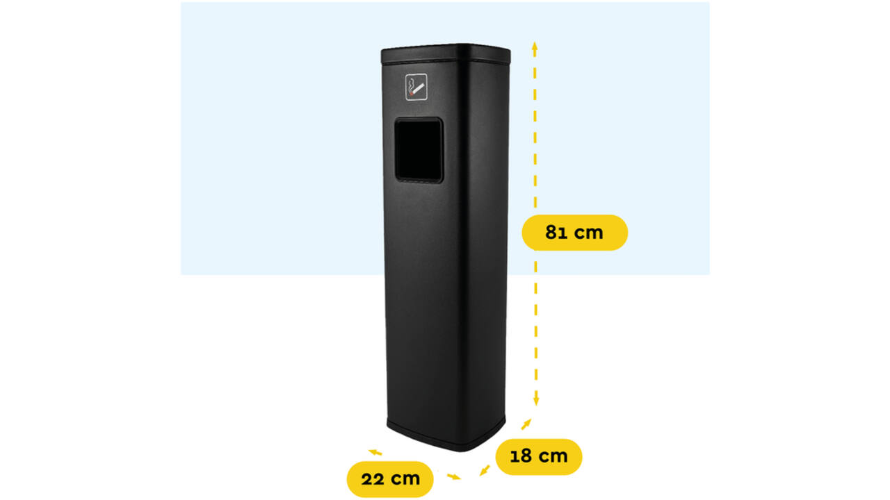 Afvalbak met asbak BRASQ 20 liter AT400 zwart