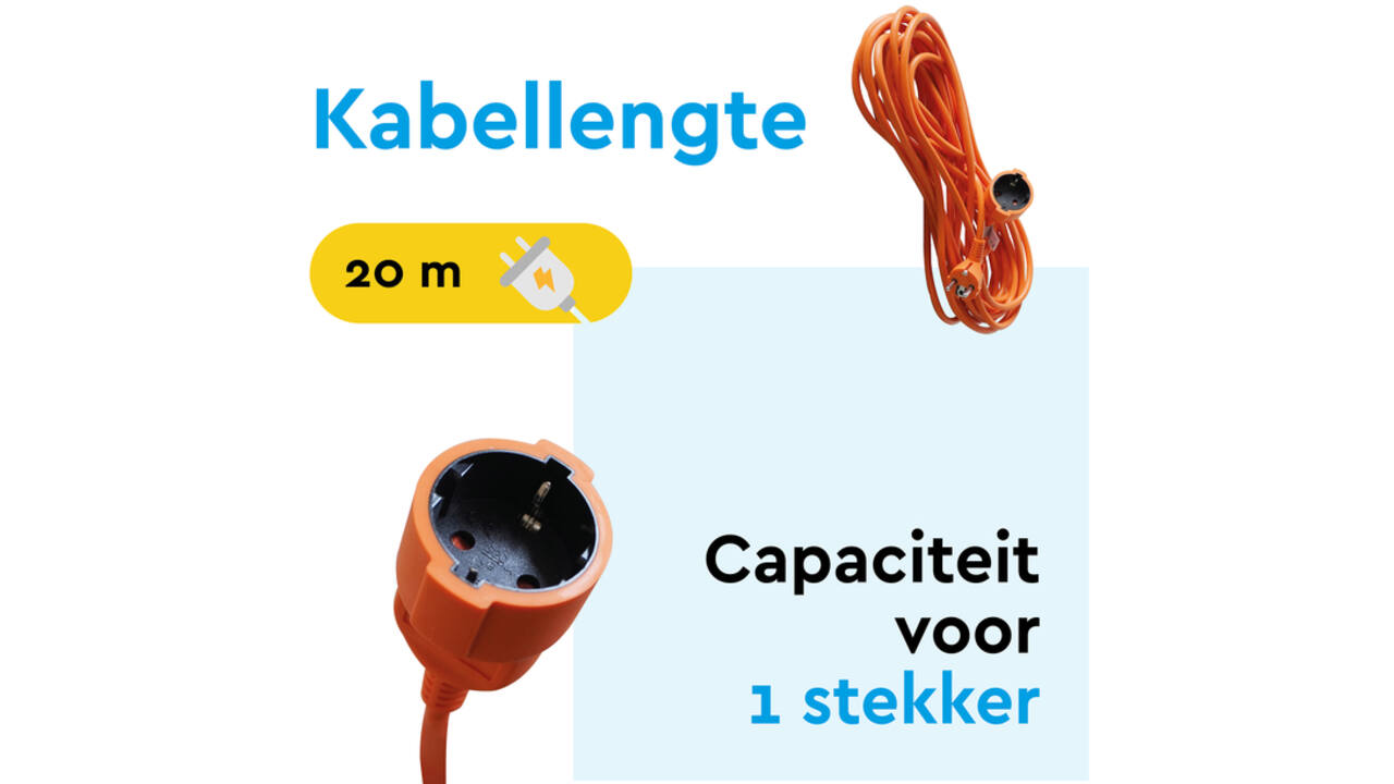 Verlengkabel BRASQ 20m oranje