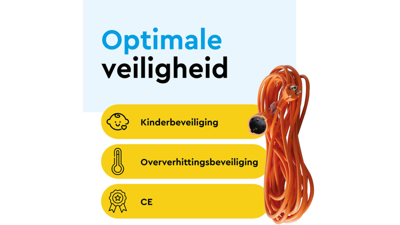 Verlengkabel BRASQ 20m oranje