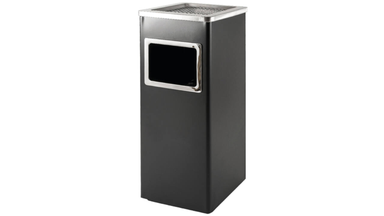 Afvalbak met asbak BRASQ 16 liter AT600 zwart