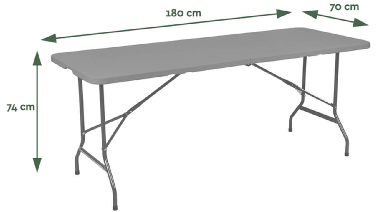 Vouwtafel BRASQ 180x70x74cm FT180 grijs