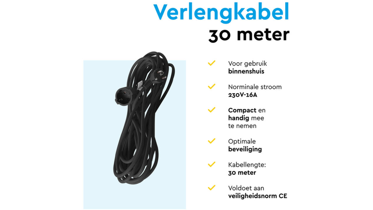 Verlengkabel BRASQ 30m zwart
