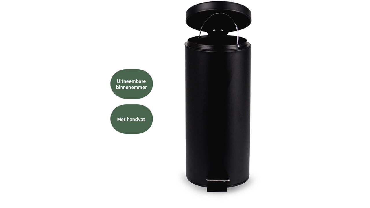 Pedaalemmer BRASQ 30 liter zwart