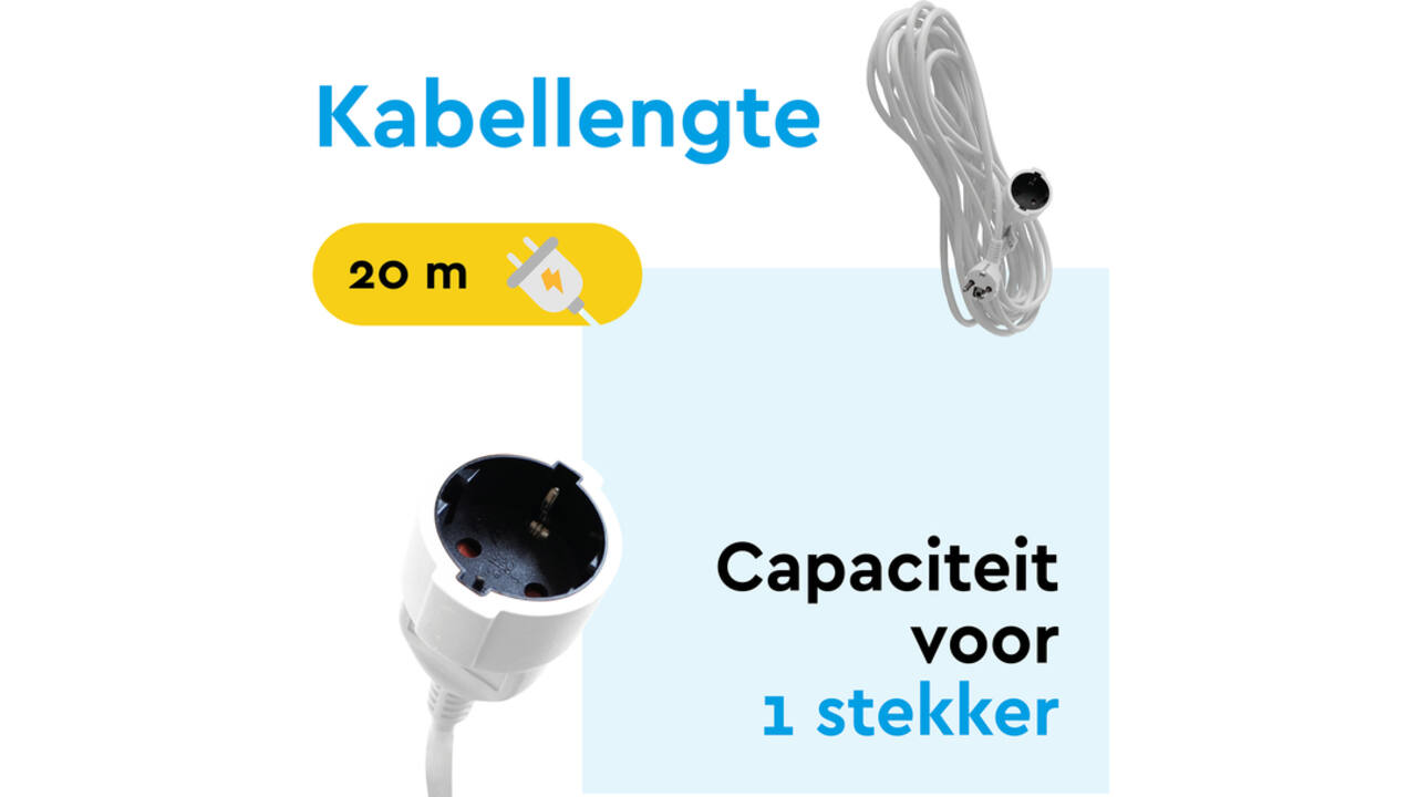 Verlengkabel BRASQ 20m wit
