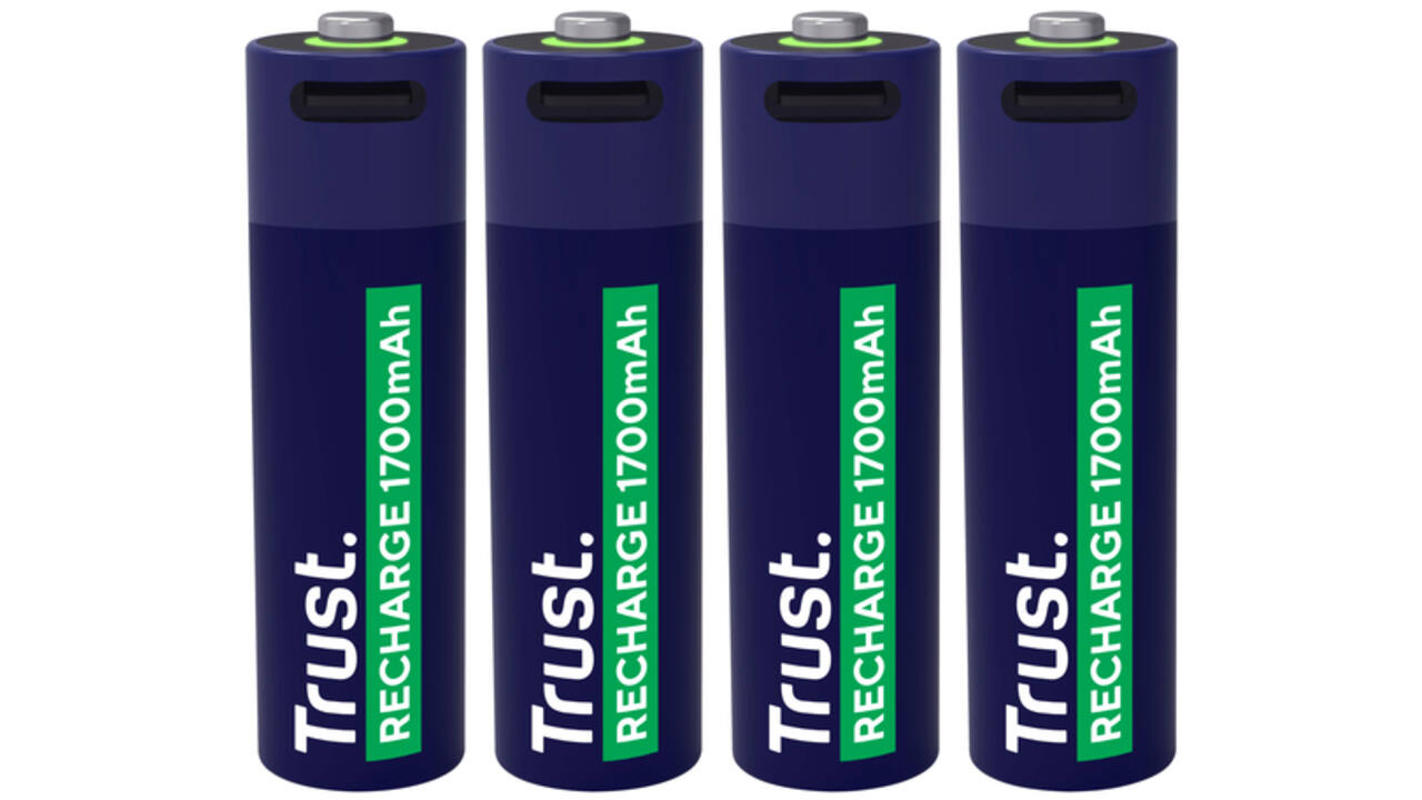 Batterij Trust USB-C oplaadbaar AA 4 stuks