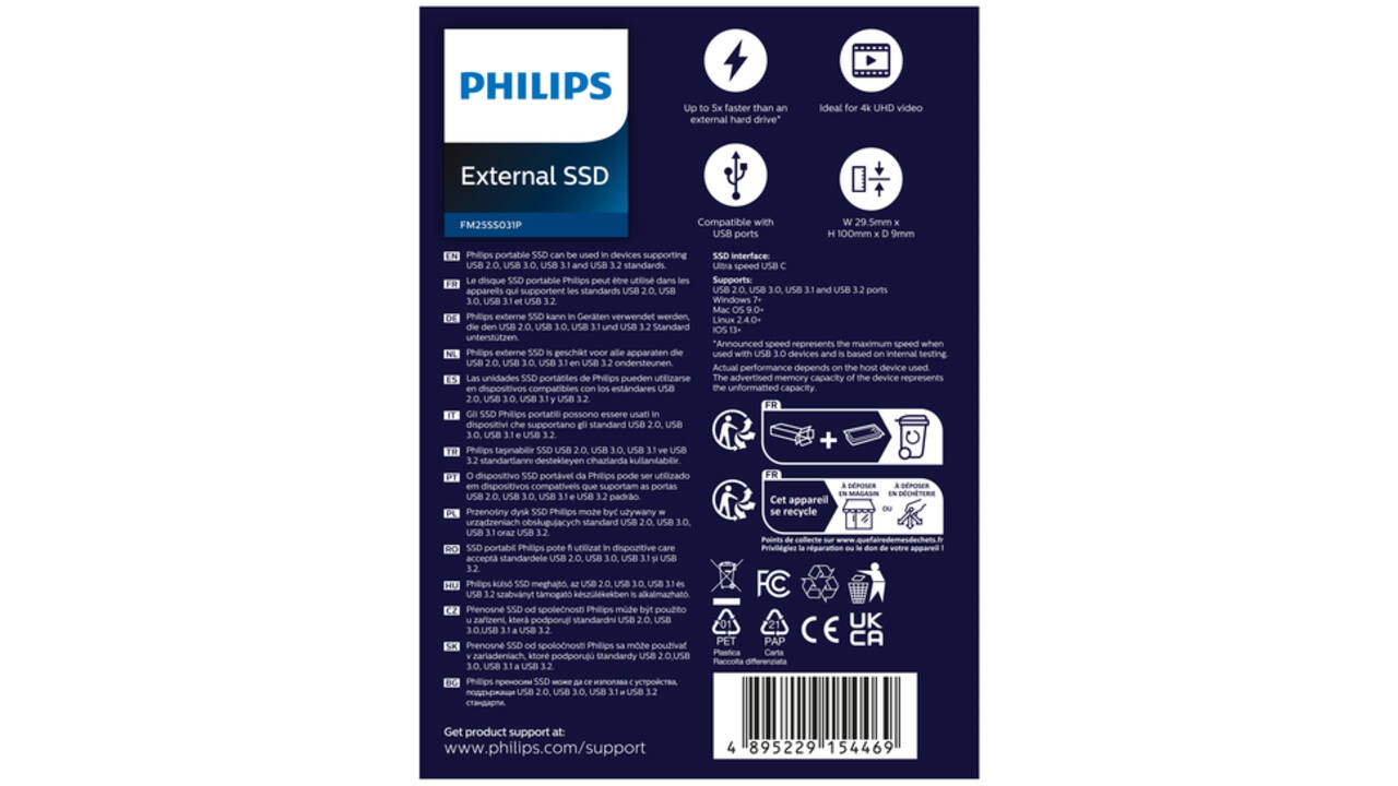 SSD Philips External 250 GB Ultra Speed Space Grey