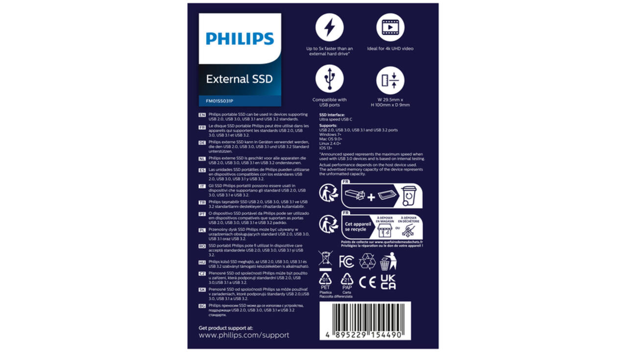 SSD Philips External 1TB Ultra Speed Space Grey