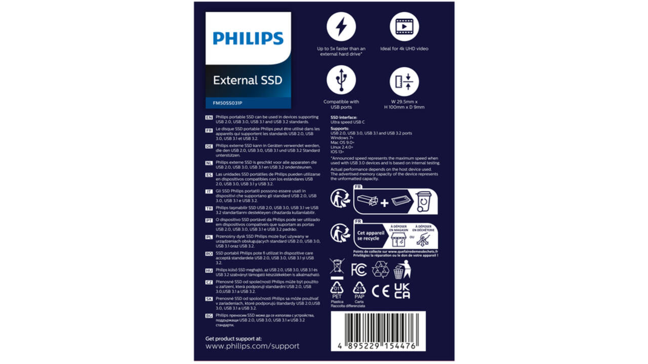 SSD Philips External 500 GB Ultra Speed Space Grey