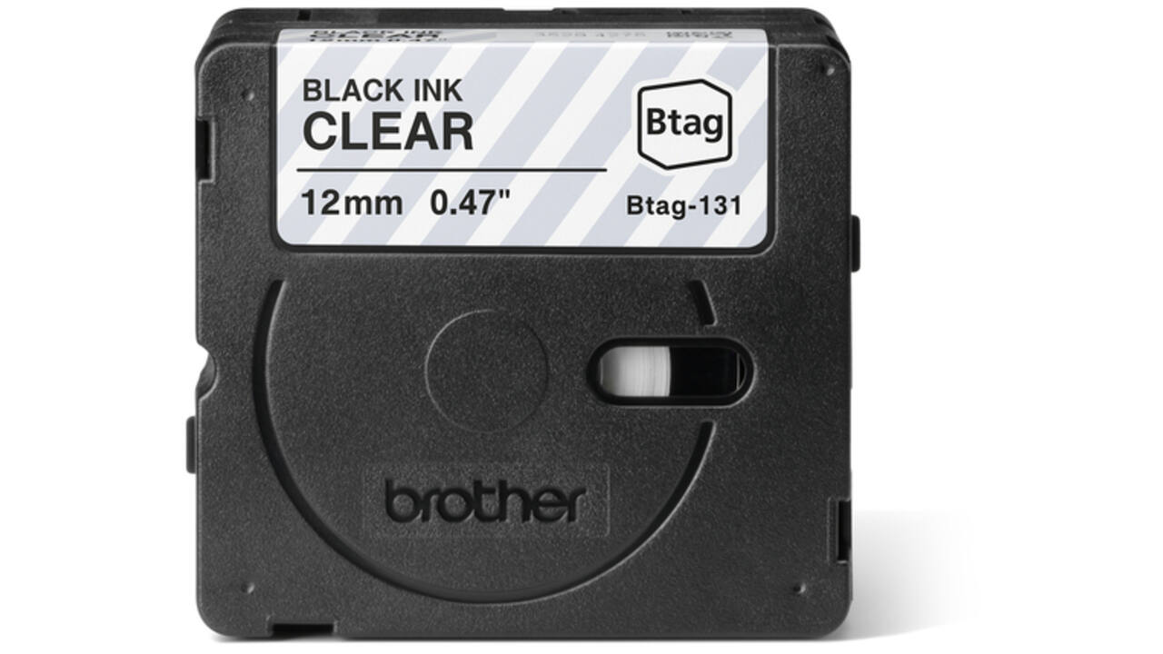 Labeltape Brother P-touch Btag-131 standaard 12mm zwart op transparant