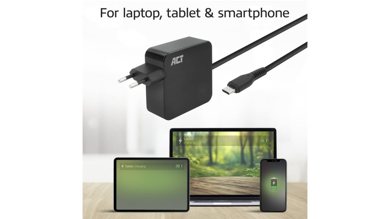 Laptop Oplader ACT USB-C Power Delivery 65W 2mtr