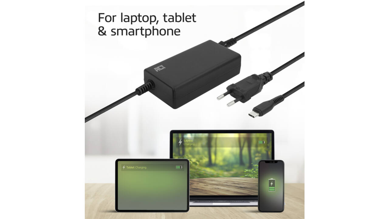 Laptop Oplader ACT USB-C Power Delivery 65W 3mtr