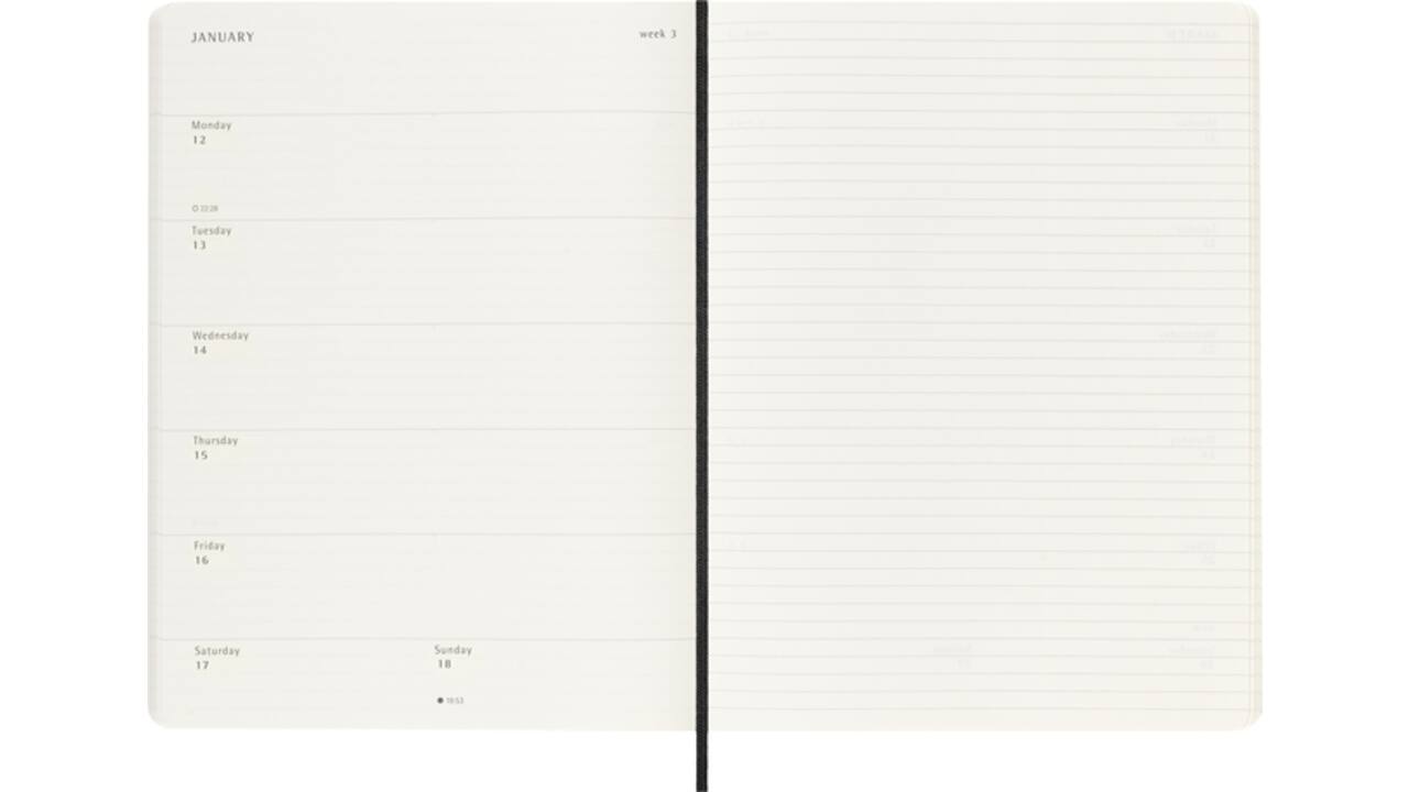 Agenda 2025/2026 Moleskine 18M Planner Weekly 7dagen/1pagina XL sc black