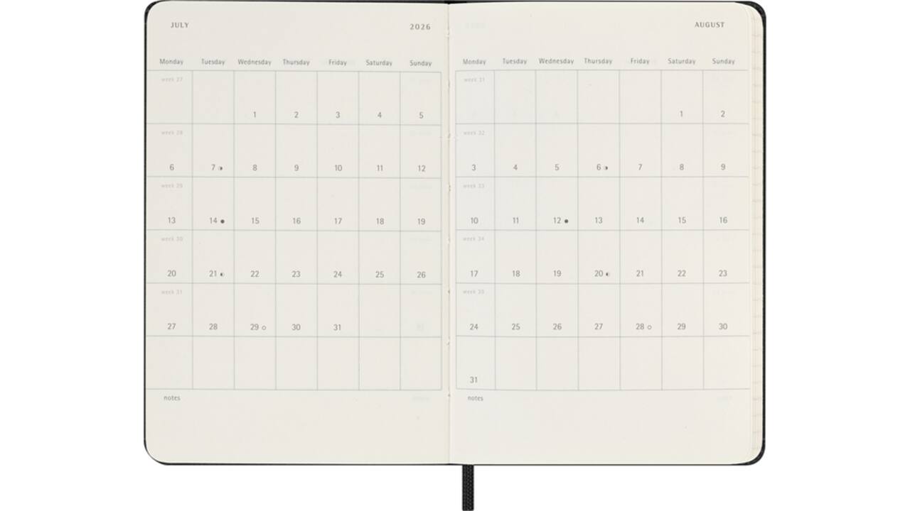 Agenda 2026 Moleskine 12M Planner Weekly 7dagen/2pagina's pocket hc black