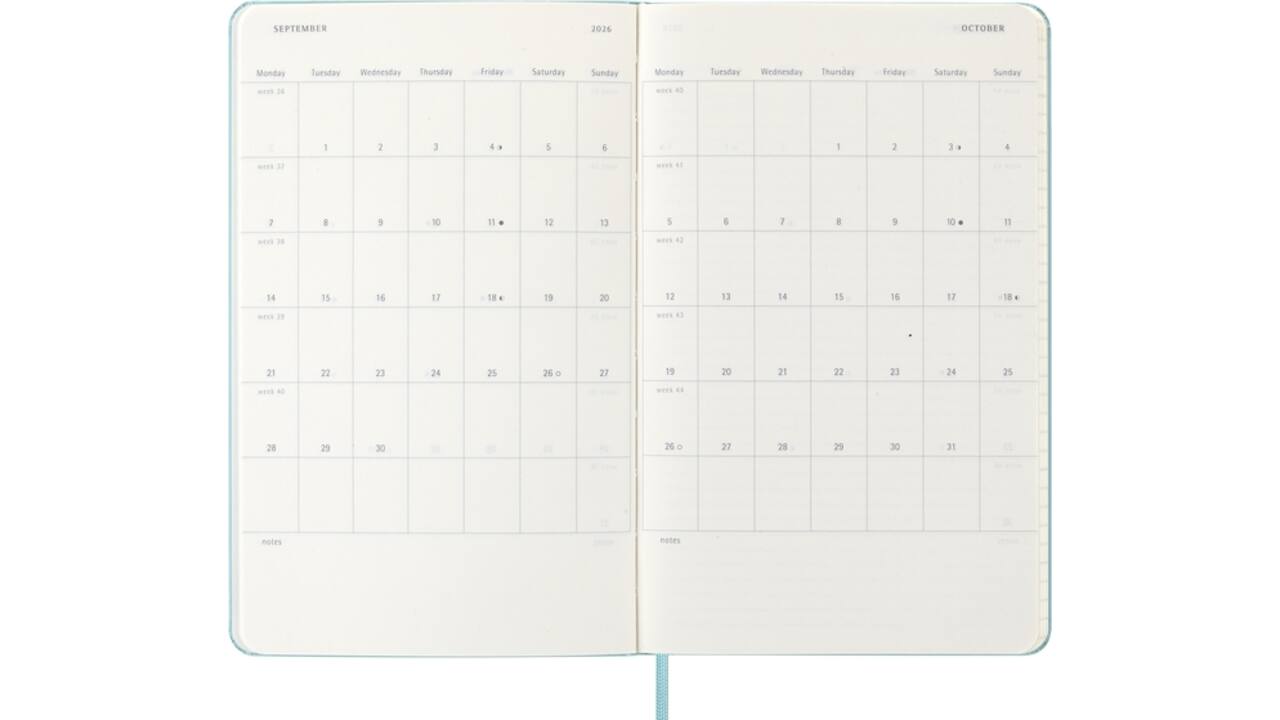 Agenda 2025/2026 Moleskine 18M Planner Weekly 7dagen/1pagina large hc aquamarine