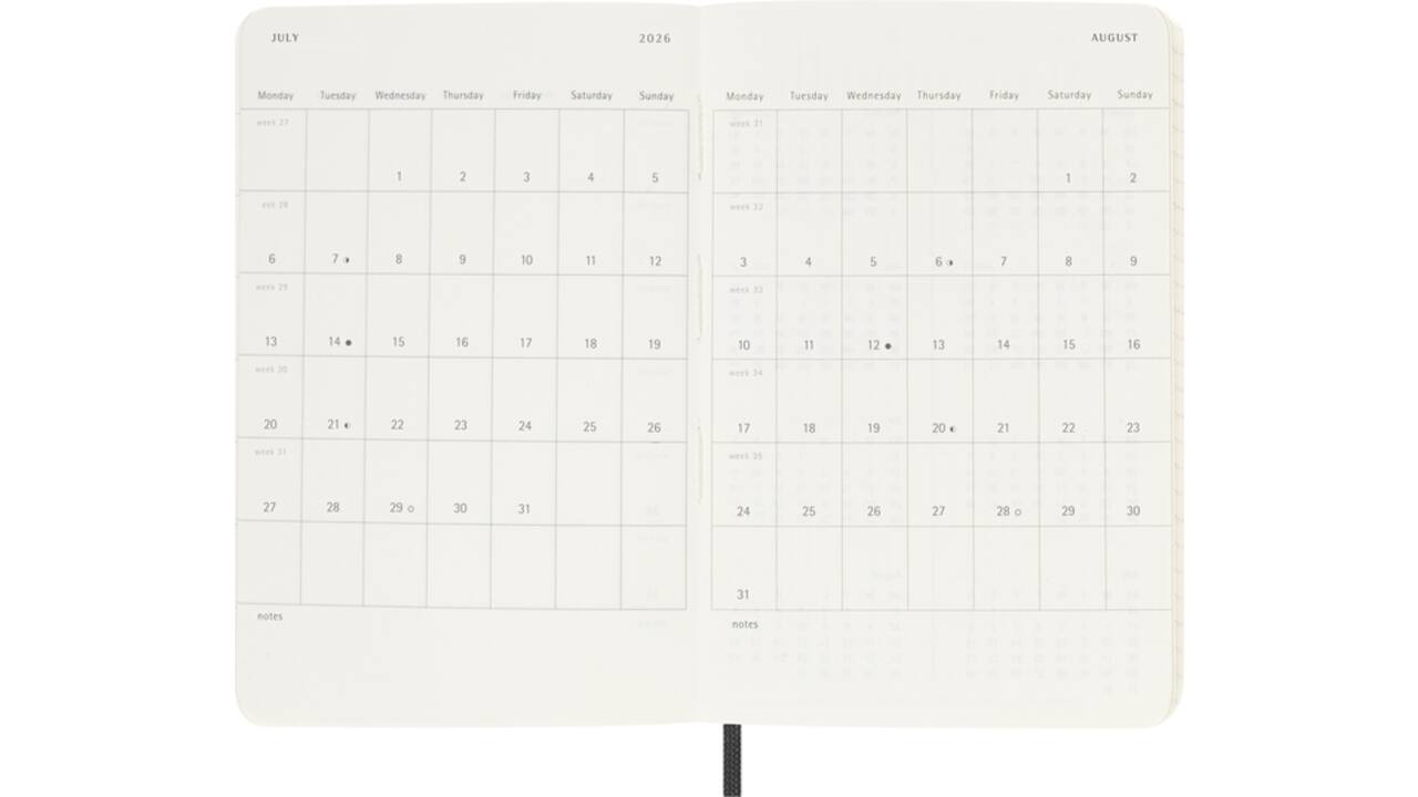 Agenda 2025/2026 Moleskine 18M Planner Weekly 7dagen/1pagina pocket sc black