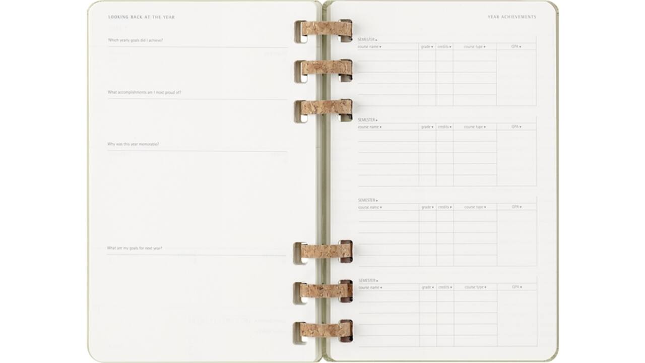 Agenda 2025/2026 Moleskine 12M Academic Weekly 7d/1p Myrtle large kiwi