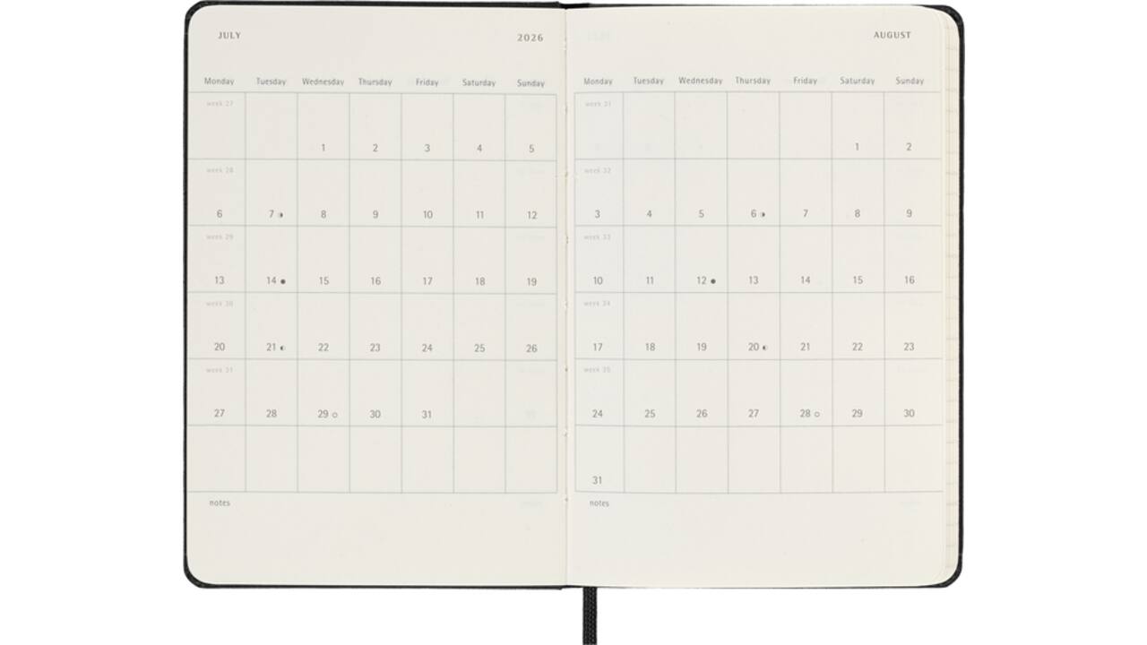 Agenda 2025/2026 Moleskine 18M Planner Weekly 7dagen/1pagina pocket hc black
