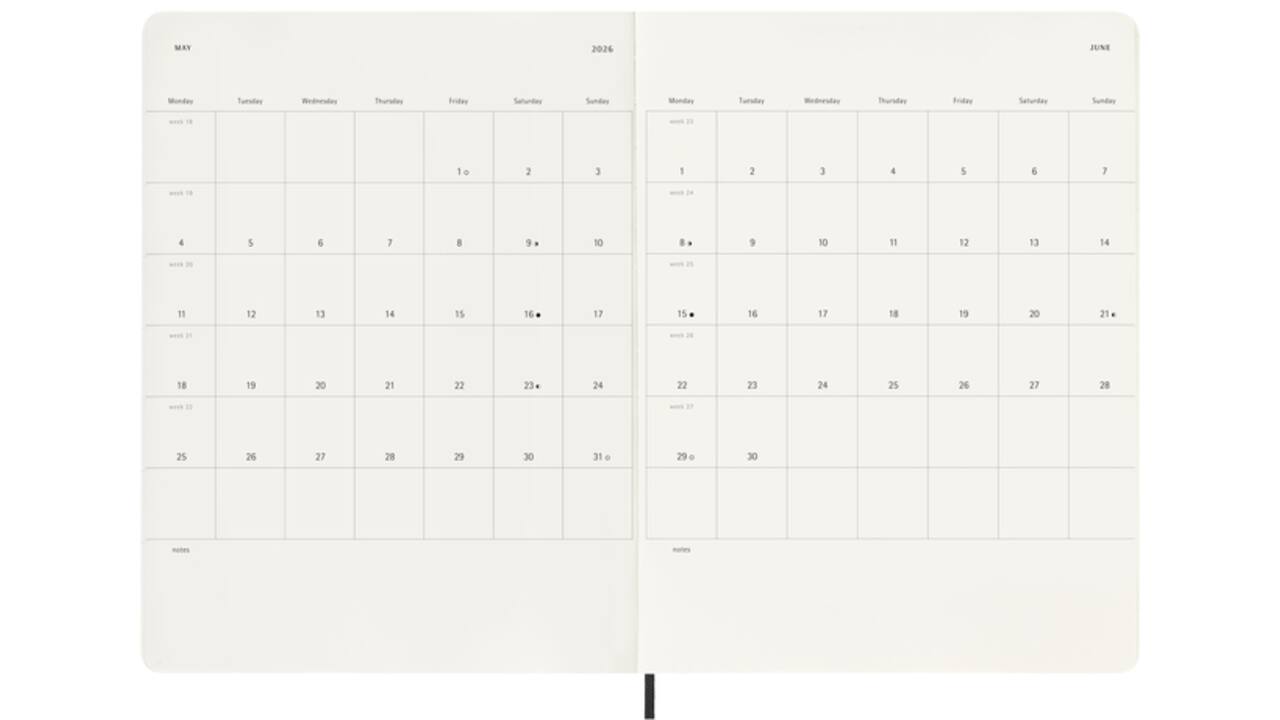Agenda 2026 Moleskine 12M Planner Weekly 7dagen/1pagina XL sc black