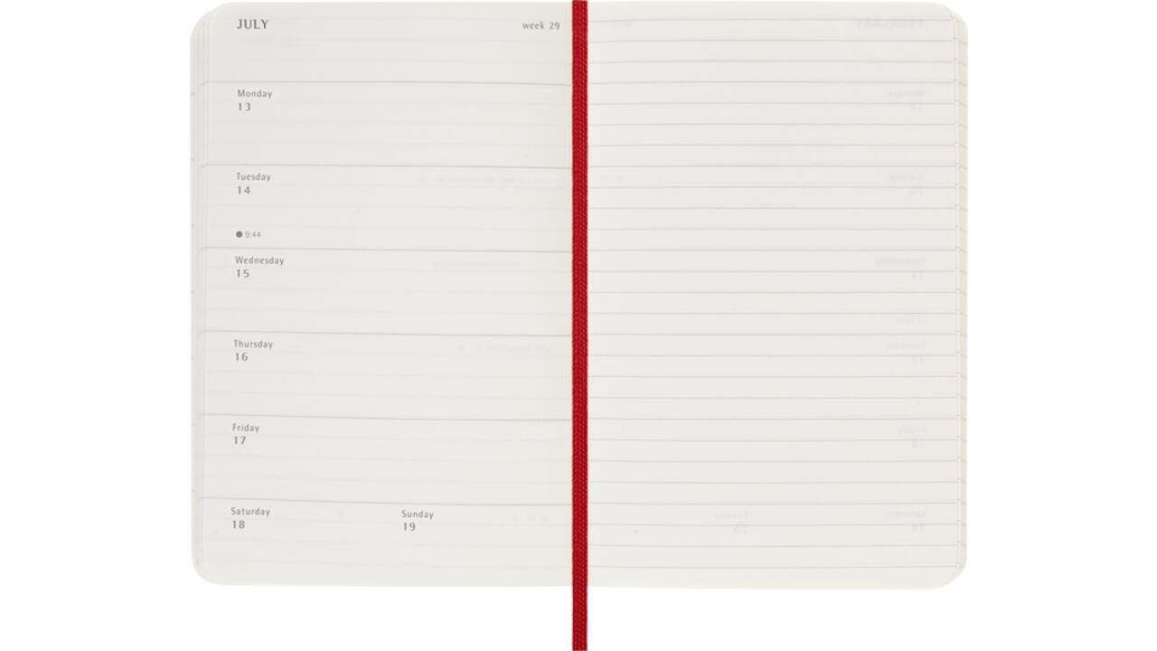 Agenda 2026 Moleskine 12M Planner Weekly 7dagen/1pagina pocket sc scarlet red
