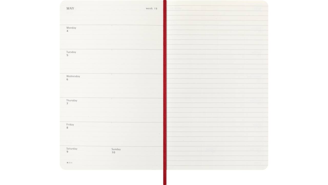 Agenda 2026 Moleskine 12M Planner Weekly 7dagen/1pagina large sc scarlet red