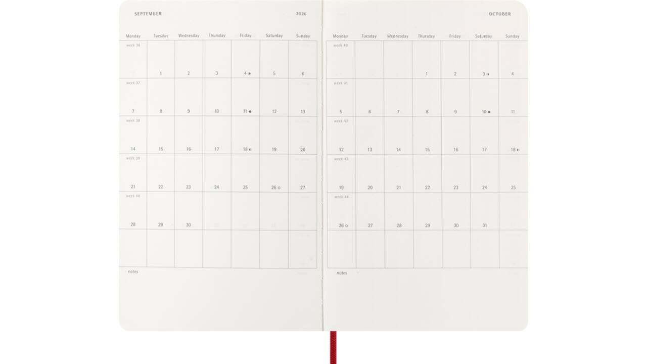 Agenda 2026 Moleskine 12M Planner Weekly 7dagen/1pagina large sc scarlet red