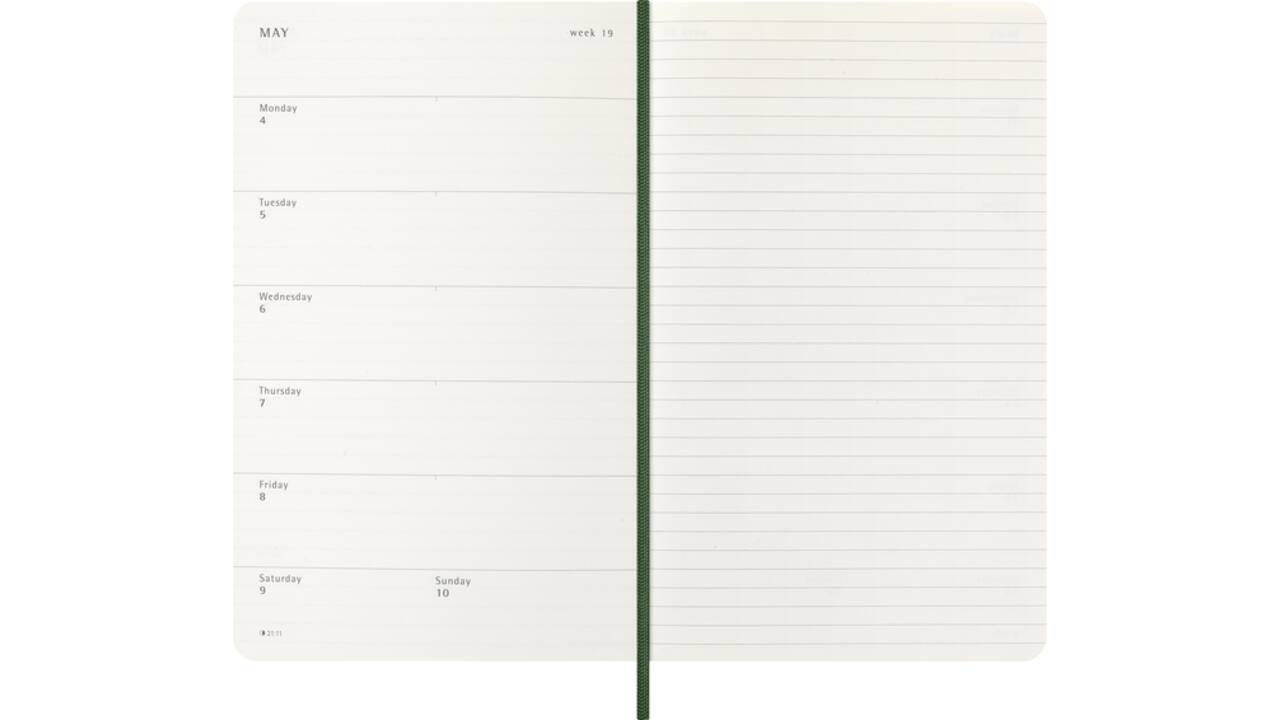 Agenda 2026 Moleskine 12M Planner Weekly 7dagen/1pagina large sc myrtle green