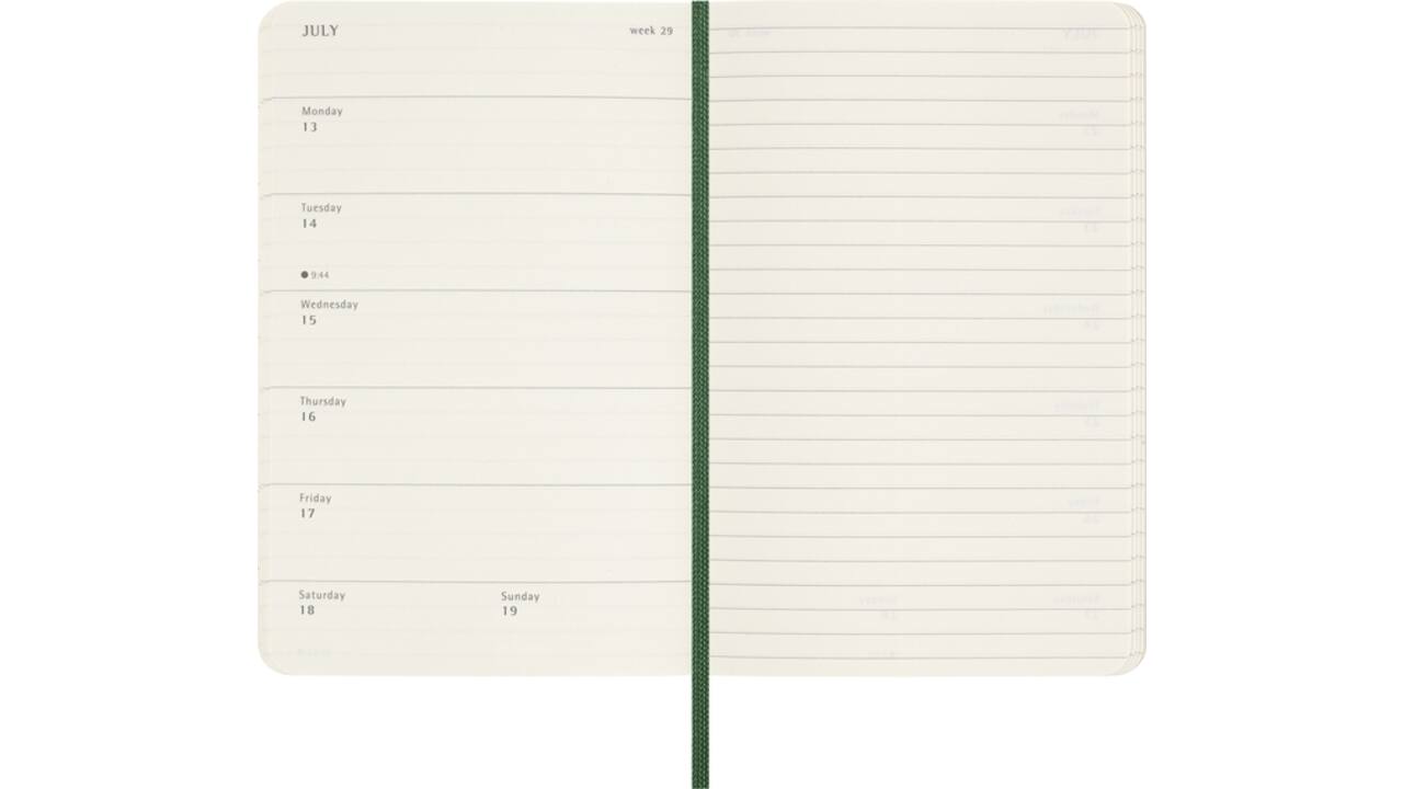 Agenda 2026 Moleskine 12M Planner Weekly 7dagen/1pagina pocket sc myrtle green