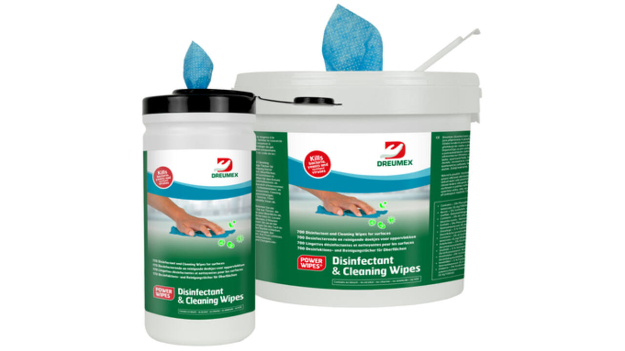 Desinfectiedoekjes Dreumex Disinfectant & Cleaning emmer 700 stuks blauw