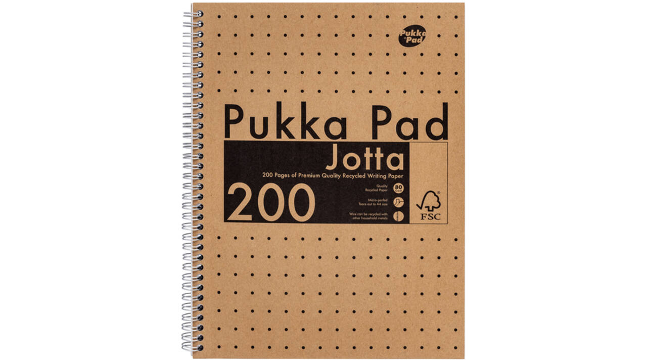 Collegeblok Pukka Pad Jotta A4 lijn 200 pagina's 80gr kraft