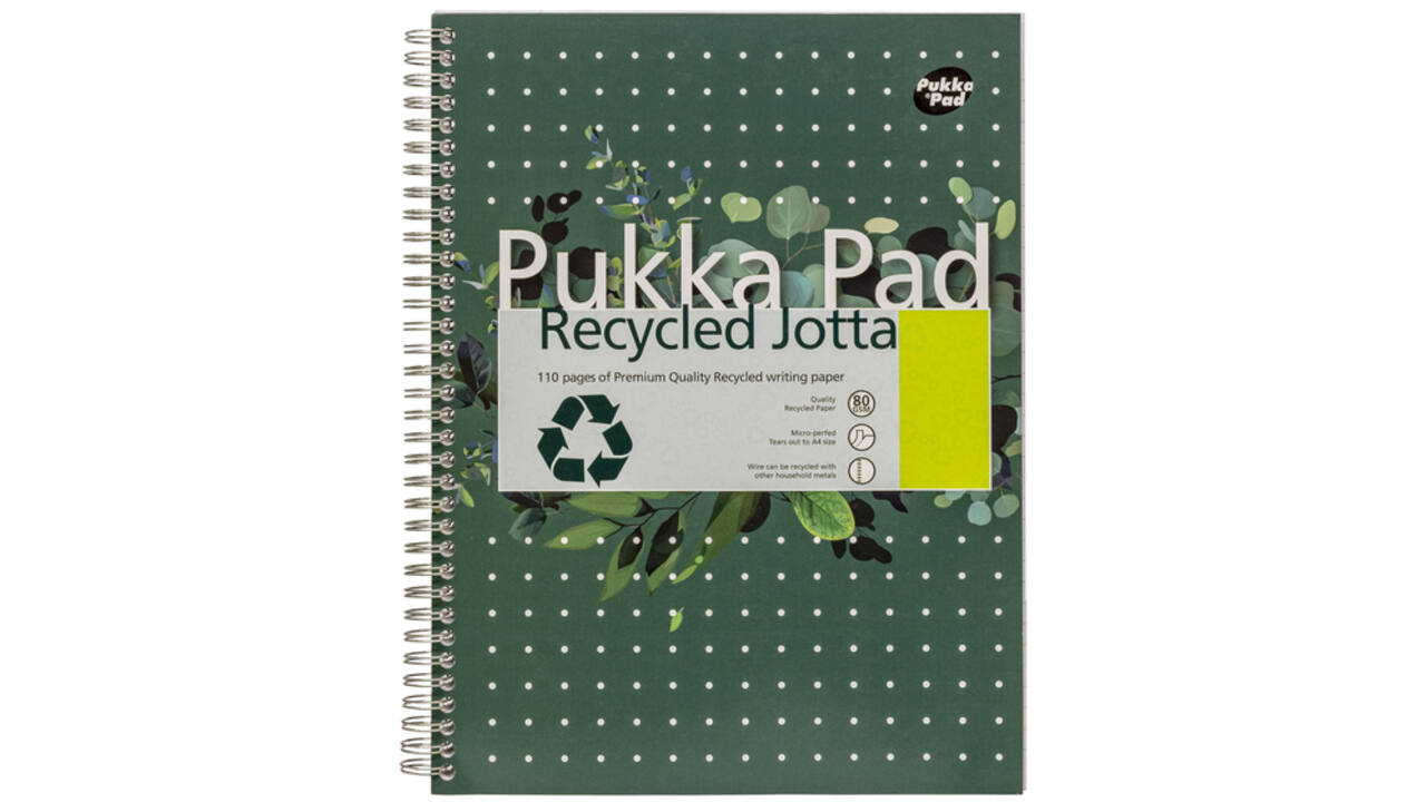 Collegeblok Pukka Pad Jotta Recycled A4 lijn 4-gaats 110 pagina's 80gr groen