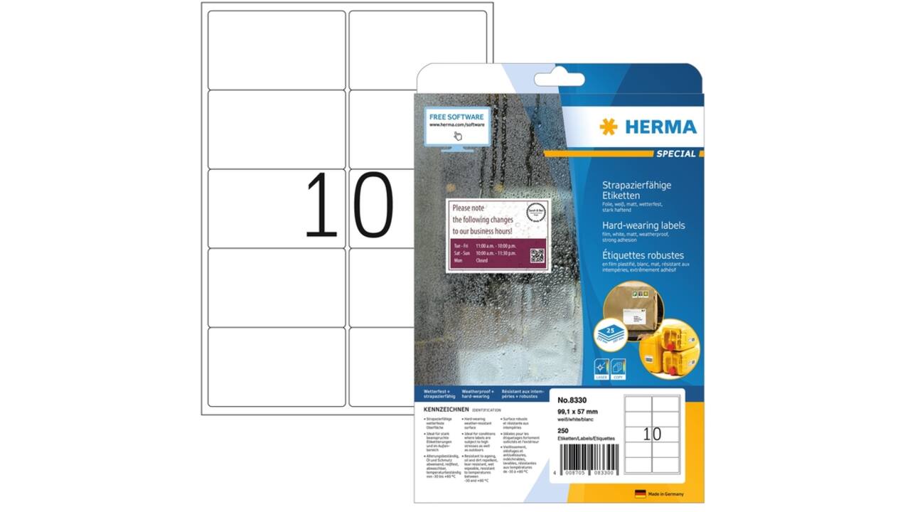 Etiket HERMA 8330 99.1x57mm weerbestendig wit 250 etiketten