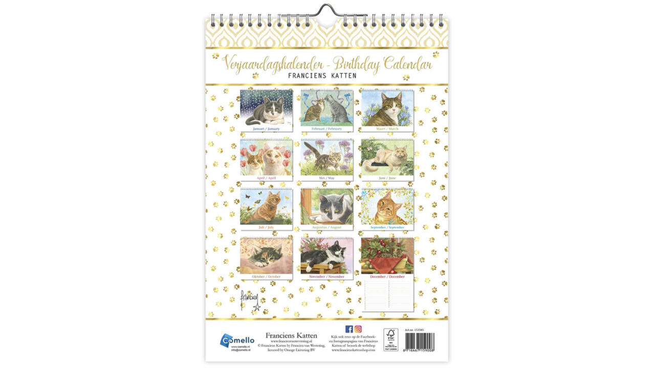 Verjaardagskalender Franciens Katten "Jeroen" A4