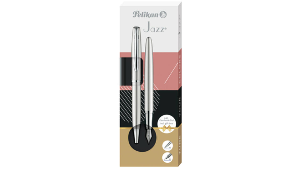 Schrijfset Pelikan Jazz Noble Elegance K36+P36 medium silver